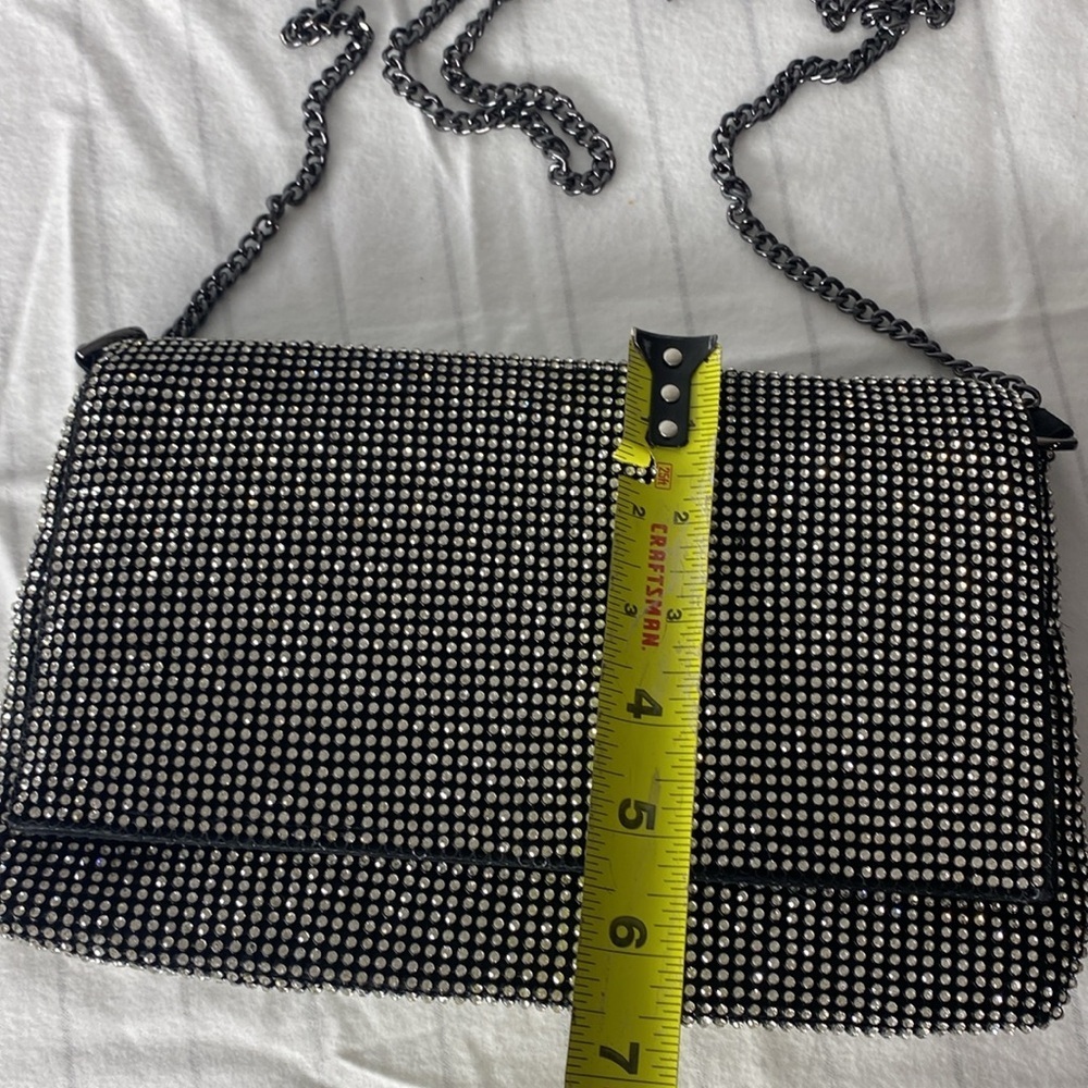 Topshop Diana Diamante Clutch Bag -Elegant Black and Silver Women's Bag - Picture 12 of 13